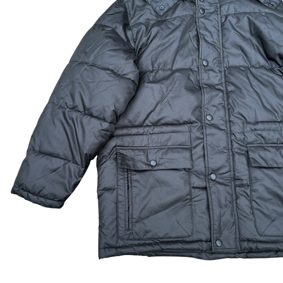 Mens Perry Ellis Puffer Jacket Removable Hood Black Size XL Portfolio Wellon - Picture 4 of 15